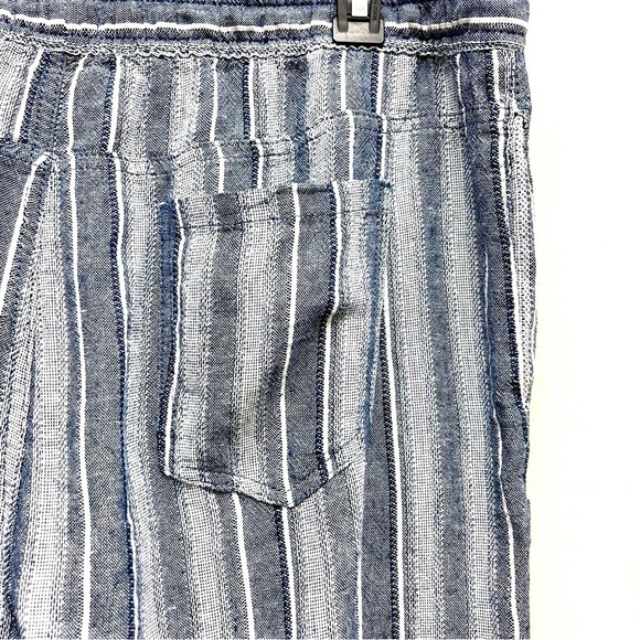 DASH Women's Stripe Linen boho Pants elastic waist high rise size L - Picture 6 of 8